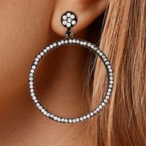 Amrita Singh Ayla Circular Earring - Gunmetal & Clear - pierced